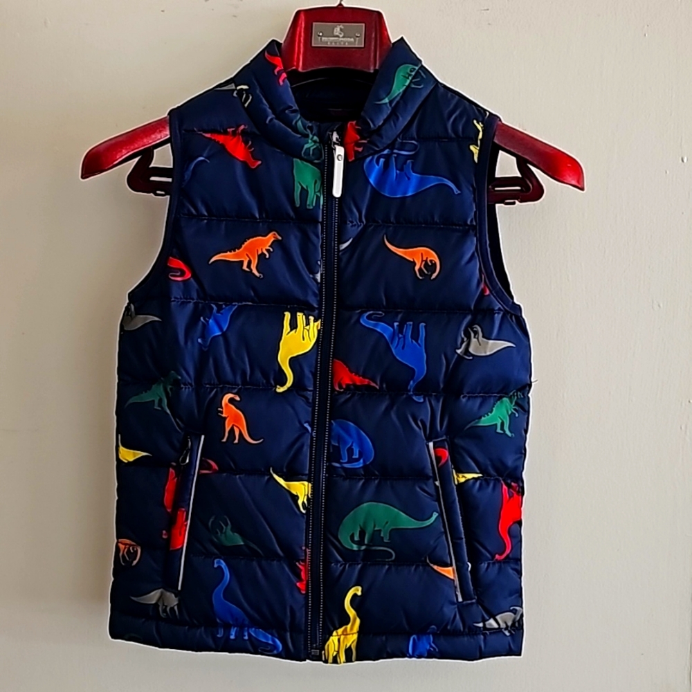 Hanna Anderson Dinosaur puffy vest,rain snow almost new
